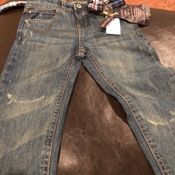 Z. Cavaricci denim jeans with plaid belt included  NWT size 4 - Picture 1 of 5